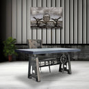 Industrial Writing Table Desk - Adjustable Height Iron Base - Gray Top - Knox Deco - Desks