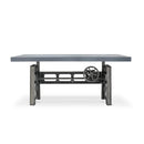 Industrial Writing Table Desk - Adjustable Height Iron Base - Gray Top - Knox Deco - Desks