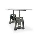 Industrial Writing Table Desk - Adjustable Height Iron Base - Marble Top - Knox Deco - Desks