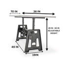 Industrial Writing Table Desk - Adjustable Height Iron Base - Marble Top - Knox Deco - Desks