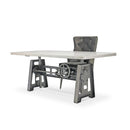 Industrial Writing Table Desk - Adjustable Height Iron Base - Marble Top - Knox Deco - Desks