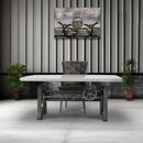 Industrial Writing Table Desk - Adjustable Height Iron Base - Marble Top - Knox Deco - Desks