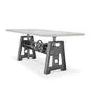 Industrial Writing Table Desk - Adjustable Height Iron Base - Marble Top - Knox Deco - Desks