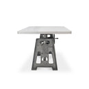 Industrial Writing Table Desk - Adjustable Height Iron Base - Marble Top - Knox Deco - Desks