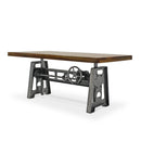 Industrial Writing Table Desk - Adjustable Height Iron Base - Natural - Knox Deco - Desks