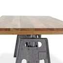 Industrial Writing Table Desk - Adjustable Height Iron Base - Natural - Knox Deco - Desks