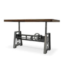 Industrial Writing Table Desk - Adjustable Height Iron Base - Natural - Knox Deco - Desks