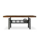 Industrial Writing Table Desk - Adjustable Height Iron Base - Natural - Knox Deco - Desks