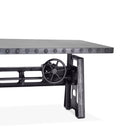 Industrial Writing Table Desk - Adjustable Height Iron Base - Steel Top - Knox Deco - Desks