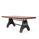 KNOX Adjustable Height Dining Table - Cast Iron Base - Rustic Mahogany - Knox Deco - Tables
