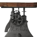 KNOX Adjustable Height Dining Table - Cast Iron Base - Rustic Mahogany - Knox Deco - Tables