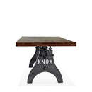 KNOX Adjustable Height Dining Table - Cast Iron Crank Base - Walnut Top - Knox Deco - Tables
