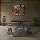 KNOX Adjustable Writing Table Desk - Adjustable Cast Iron - Walnut Top - Knox Deco - Desk