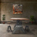 KNOX Adjustable Writing Table Desk - Embossed Cast Iron Base - Natural - Knox Deco - Desk