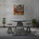 KNOX Adjustable Writing Table Desk - Embossed Cast Iron Base - Pewter Gray - Knox Deco - Desk