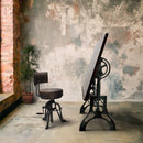 KNOX Industrial Drafting Writing Table Adjustable Height Iron Base - Tilt Top - Knox Deco - Desk