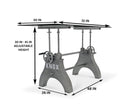 KNOX Industrial Writing Table Desk - Adjustable Height Iron Base - Glass Top - Knox Deco - Desks