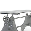 KNOX Industrial Writing Table Desk - Adjustable Height Iron Base - Glass Top - Knox Deco - Desks