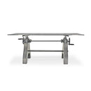KNOX Industrial Writing Table Desk - Adjustable Height Iron Base - Glass Top - Knox Deco - Desks