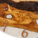 Large White Brown Resin Epoxy Wall Clock Live Edge Olive Wood 32 Inches - Knox Deco - Wall Clock