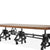 Otis Steel Communal Table - Adjustable - Iron Base - Casters - Natural Top - Knox Deco - Tables