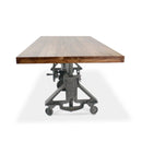 Otis Steel Dining Table - Adjustable Height - Iron Base - Casters - Natural - Knox Deco - Tables