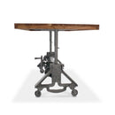 Otis Steel Dining Table - Adjustable Height - Iron Base - Casters - Natural - Knox Deco - Tables