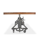 Otis Steel Dining Table - Adjustable Height - Iron Base - Casters - Natural - Knox Deco - Tables