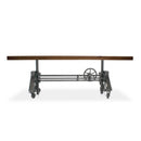 Otis Steel Dining Table - Adjustable Height - Iron Base - Casters - Natural - Knox Deco - Tables
