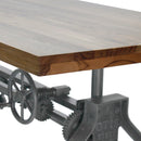 Otis Steel Dining Table - Adjustable Height - Iron Base - Casters - Natural - Knox Deco - Tables