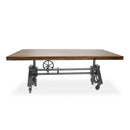 Otis Steel Dining Table - Adjustable Height - Iron Base - Casters - Natural - Knox Deco - Tables