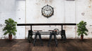 Otis Steel Dining Table - Adjustable Height - Iron Base - Casters - Walnut - Knox Deco - Tables