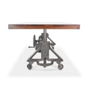 Otis Steel Dining Table - Adjustable Height - Iron Base - Casters - Walnut - Knox Deco - Tables