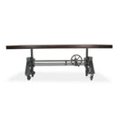 Otis Steel Dining Table - Adjustable Height - Iron Base - Casters - Walnut - Knox Deco - Tables