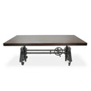 Otis Steel Dining Table - Adjustable Height - Iron Base - Casters - Walnut - Knox Deco - Tables