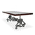 Otis Steel Dining Table - Adjustable Iron Base - Casters - Rustic Mahogany - Knox Deco - Tables