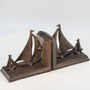 Sailboat Tows Dinghy Nautical Bookends Figurine - Metal - Cast Iron - Pair - Knox Deco - Bookends