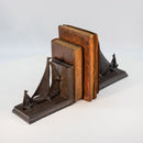 Sailboat Tows Dinghy Nautical Bookends Figurine - Metal - Cast Iron - Pair - Knox Deco - Bookends