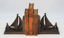 Sailboat Tows Dinghy Nautical Bookends Figurine - Metal - Cast Iron - Pair - Knox Deco - Bookends
