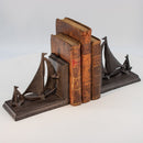 Sailboat Tows Dinghy Nautical Bookends Figurine - Metal - Cast Iron - Pair - Knox Deco - Bookends