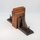 Sailboat Tows Dinghy Nautical Bookends Figurine - Metal - Cast Iron - Pair - Knox Deco - Bookends