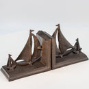 Sailboat Tows Dinghy Nautical Bookends Figurine - Metal - Cast Iron - Pair - Knox Deco - Bookends