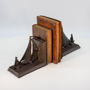 Sailboat Tows Dinghy Nautical Bookends Figurine - Metal - Cast Iron - Pair - Knox Deco - Bookends