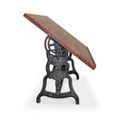 Shoemaker Drafting Table Desk - Adjustable Height Iron Base - Tilt Top - Knox Deco - Desks