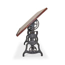 Shoemaker Drafting Table Desk - Adjustable Height Iron Base - Tilt Top - Knox Deco - Desks