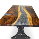 Walnut Live Edge Burl Dining Tabletop - Gray River Resin Epoxy - 80 x 40 x 2" - Knox Deco - DIY