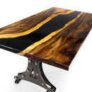 Walnut Live Edge Slab Dining Tabletop - Black River Epoxy - 80 x 40 x 2" - Knox Deco - DIY