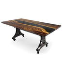 Walnut Live Edge Slab Dining Tabletop - Black River Epoxy - 80 x 40 x 2" - Knox Deco - DIY