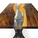 Walnut Live Edge Slab Dining Tabletop - Clear River Resin - 80 x 40 x 2" - Knox Deco - DIY