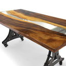 Walnut Live Edge Slab Dining Tabletop - Clear River Resin - 80 x 40 x 2" - Knox Deco - DIY